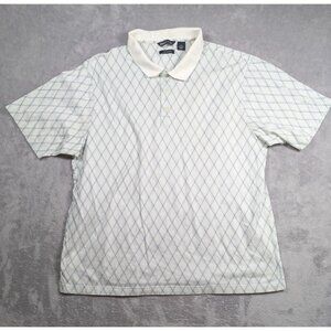 PGA Tour Mercerized Polo Shirt Mens Size XXL White Argyle Golf Country Club
